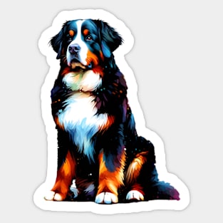 Vibrant Bernese Mountain Dog in Splash Paint Style Sticker